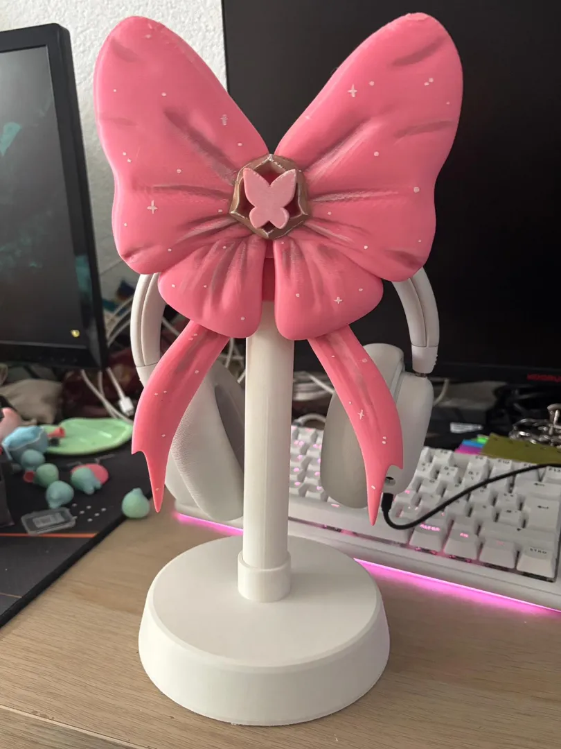 Suporte para Headset Laço Rosa
