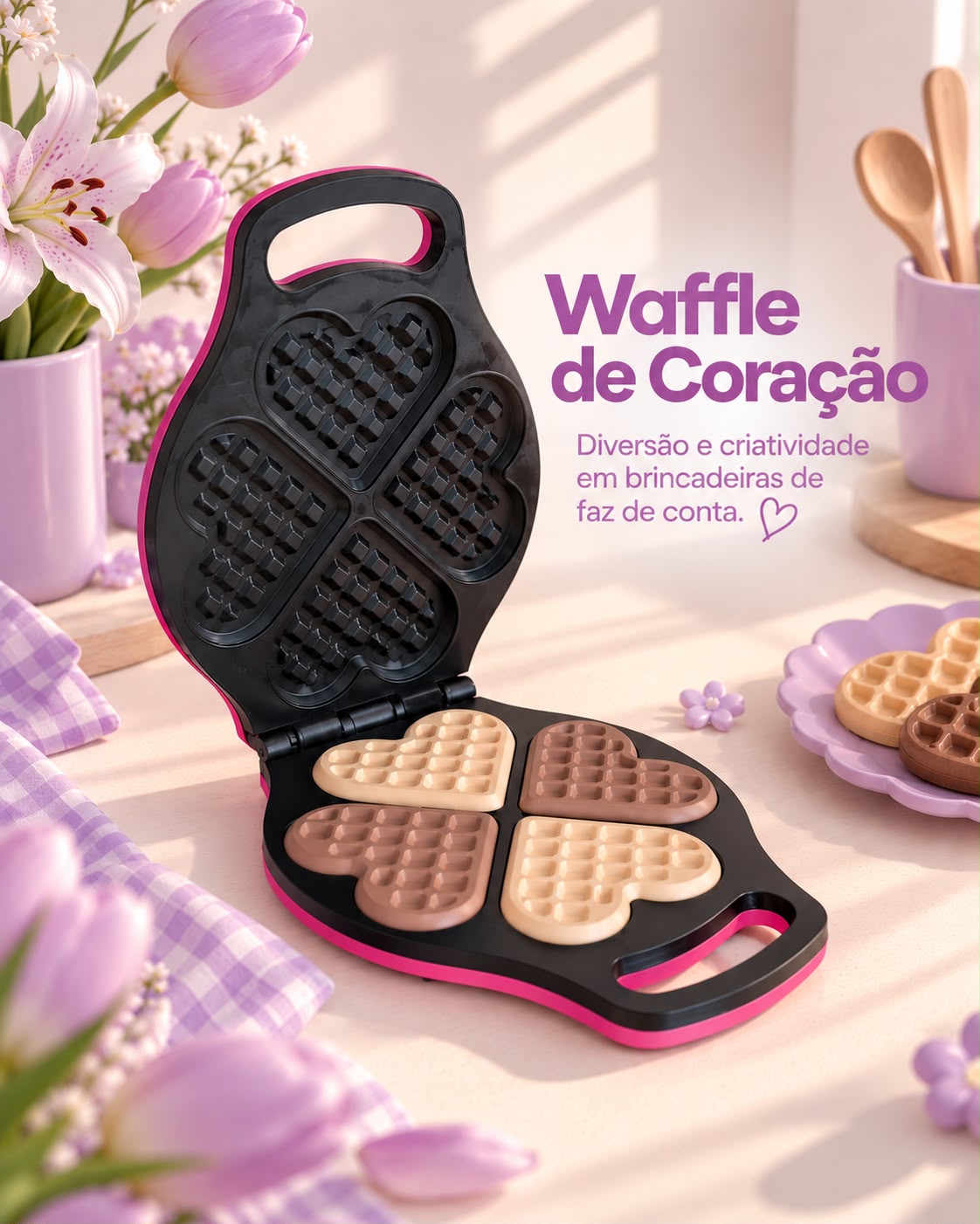 Ferro de Waffle de Coração