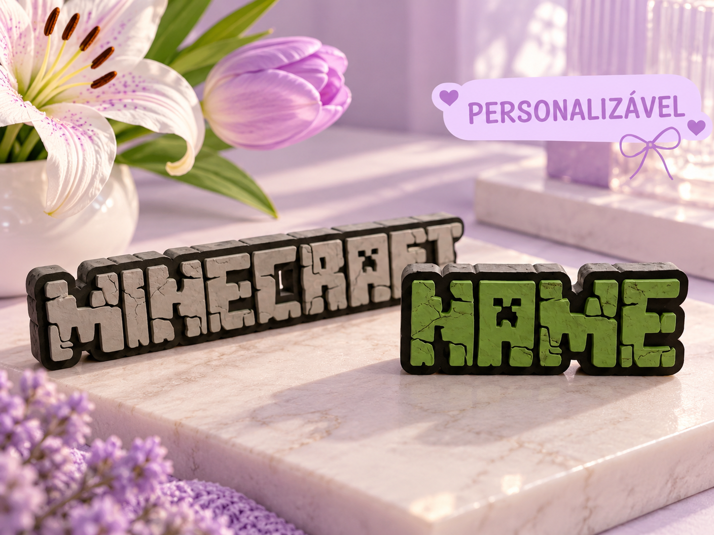 Placa Decorativa Personalizável — Minecraft