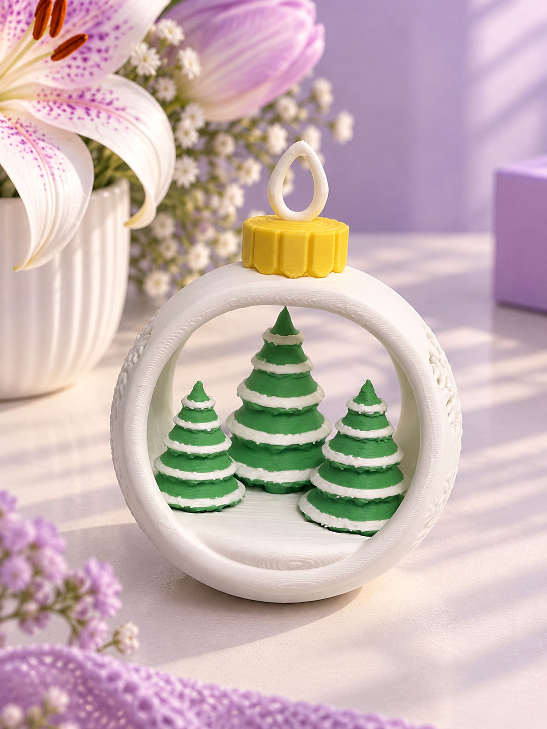 Bola de Natal Decorativa com Pinheiros